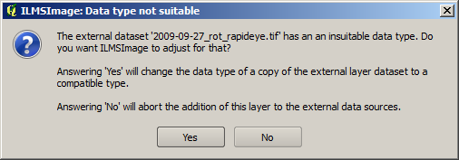 Benachrichtigung bei Integration eines Layers mit inkompatiblen Datentyp