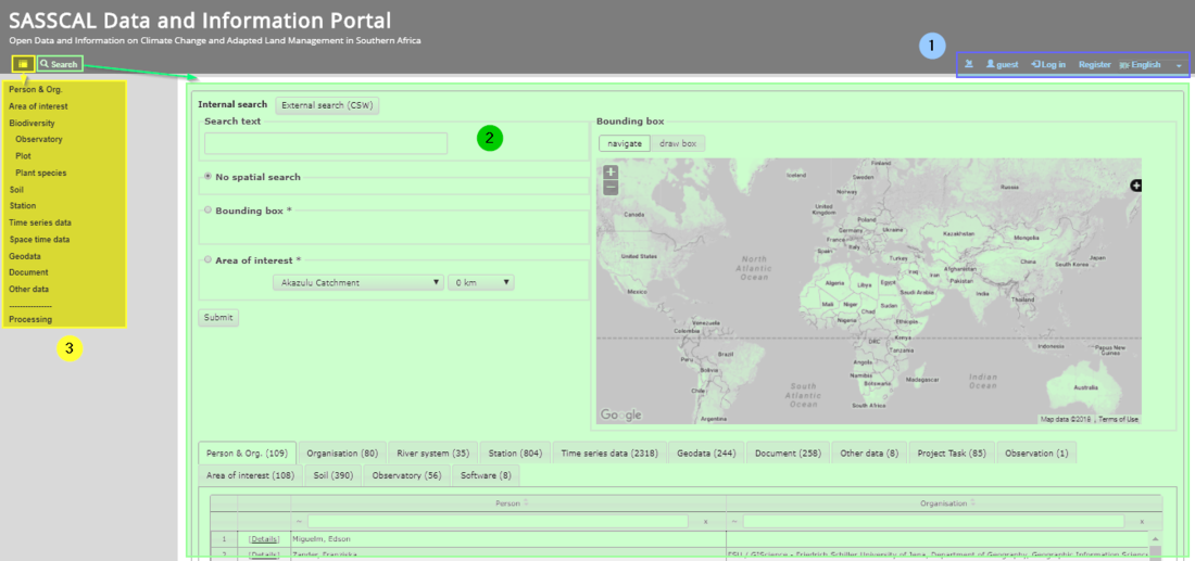SASSCAL Data Portal frontpage