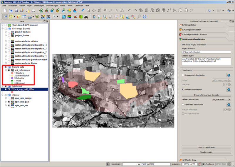 Vollständig definierter Referenzdatenlayer überlagert über der Grenze des Untersuchungsgebiets