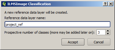 Auswahldialog zur Erzeugung eines neuen Referenzdatensatzes mit voraussichtlicher Klassenanzahl