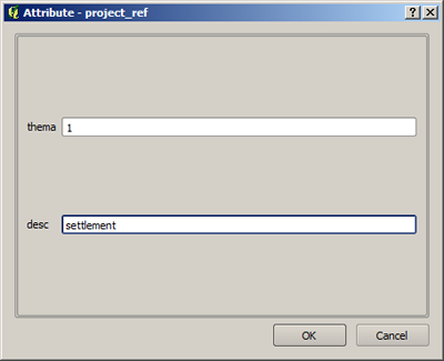 Maske zur Eingabe der Attribute