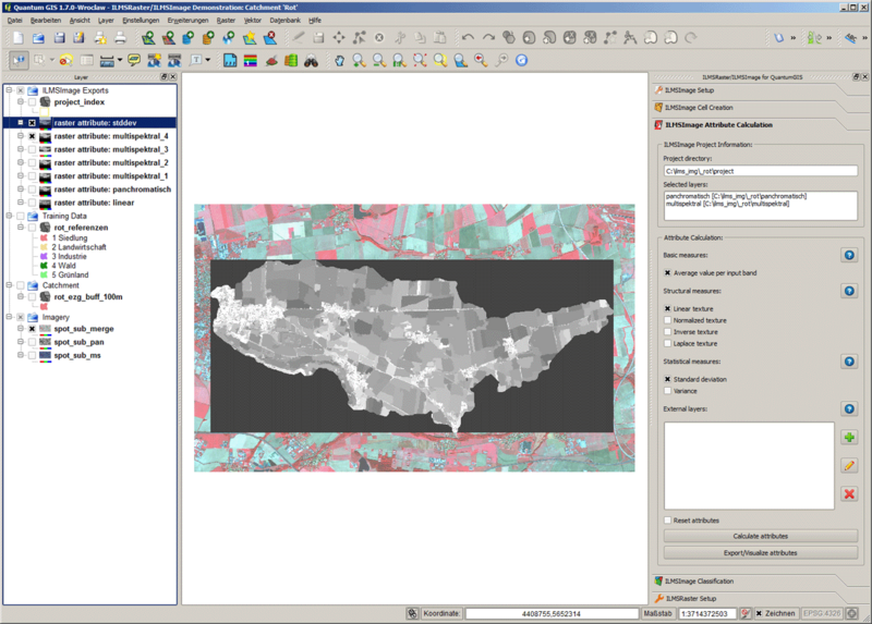 Exportierte und in der Kartenansicht visualisierte Attributdatensätze