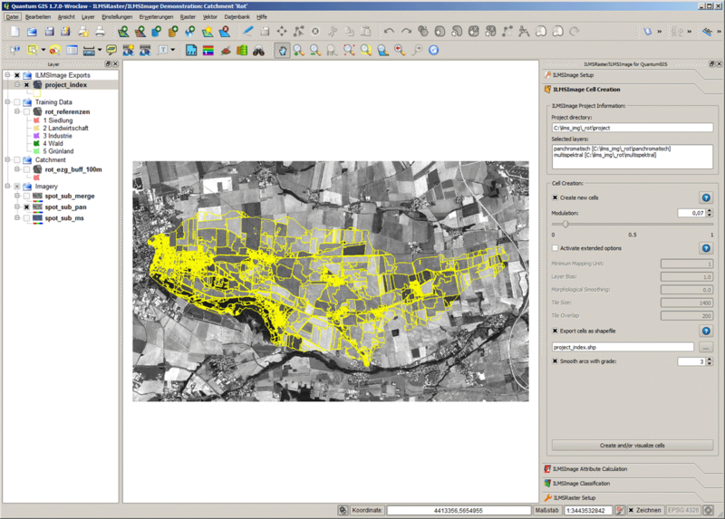 Zellindex als Vektordatenlayer über Originaldaten