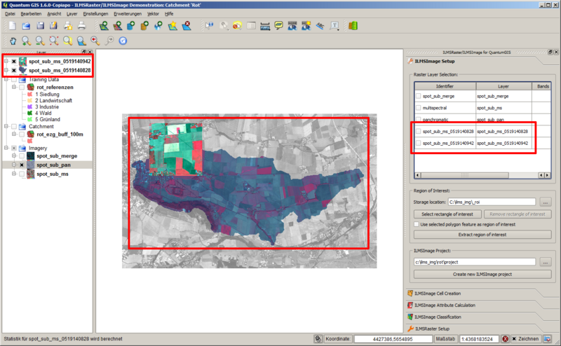 Ergebnis der Extraktion zweier Teiluntersuchungsgebiete