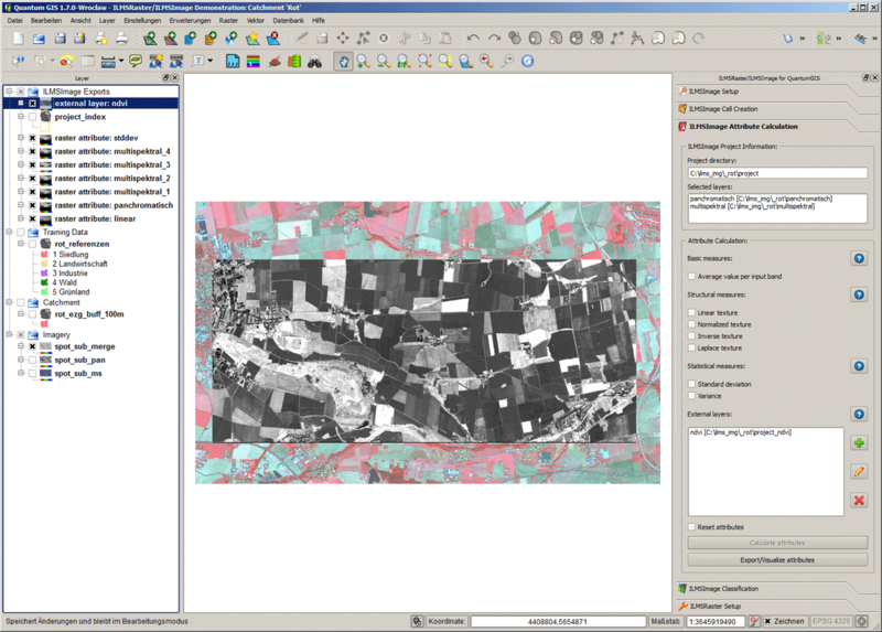 Zur Kontrolle visuellen geladener externer NDVI-Datensatz